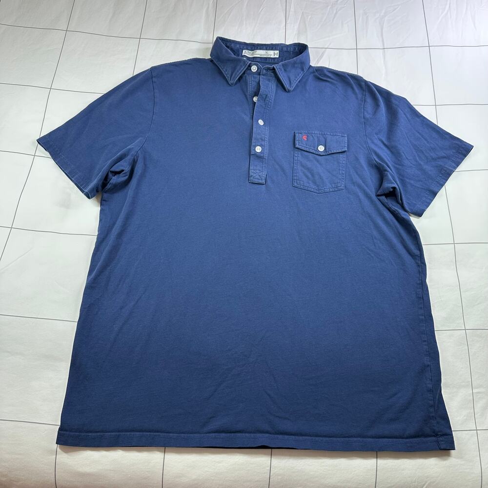 Criquet Shirt Mens XL Navy Blue Organic Cotton Polo Short Sleeve Comfort Golf